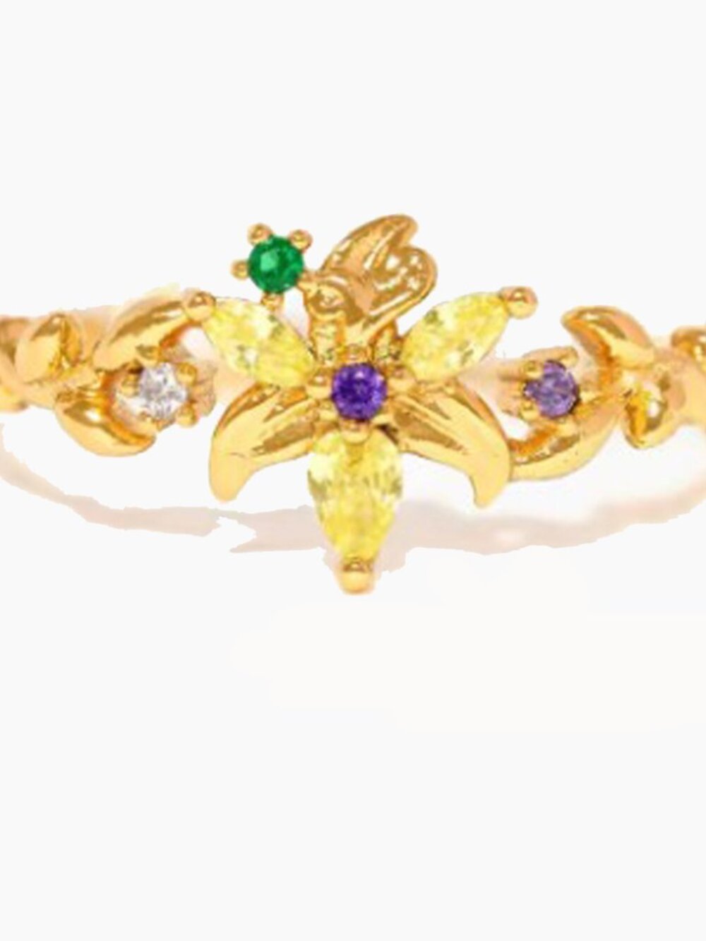 Flower Ariel Adjustable Gold Ring